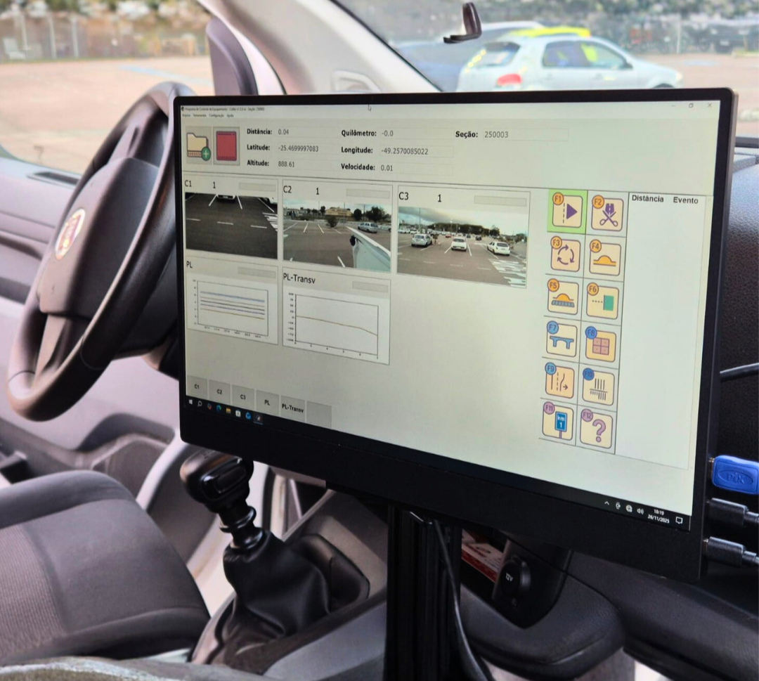 Interface do Collie controlando câmeras, GNSS, odometria e sensores em um veículo.